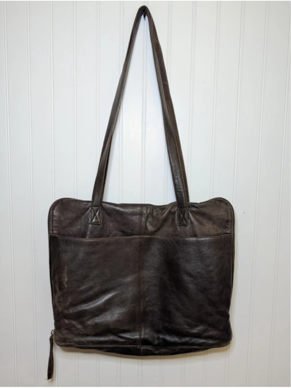 LATICO Leather Laptop Tote Bag Brown Organizer Shoulder Briefcase Floral Lined